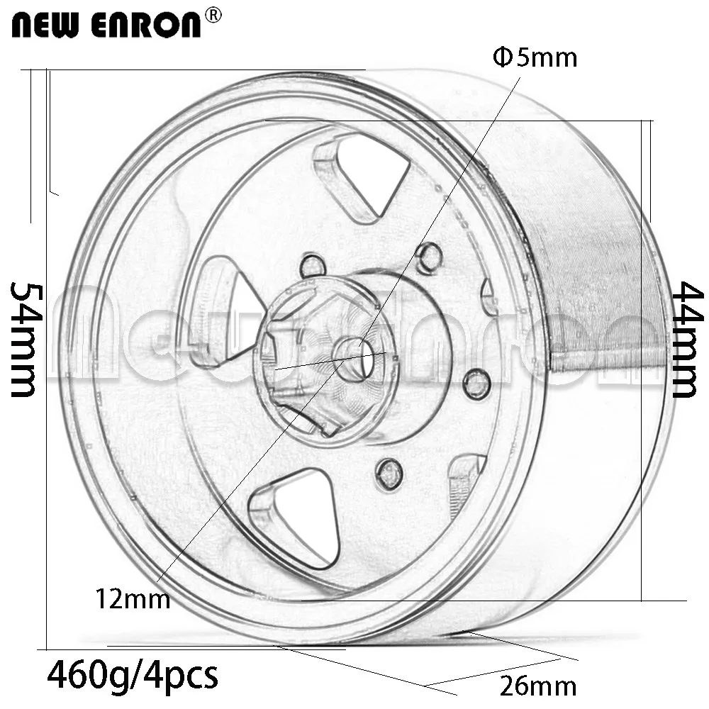 ENRON-ruedas de aleaci&oacute;n de 1,9 pulgadas, conjunto de borde con abalorios de 54x44x26mm para coche RC 1:10 Crawler Axial 90046 Traxxas TRX-4 MST jimny TF2 D90 D110, novedad-1