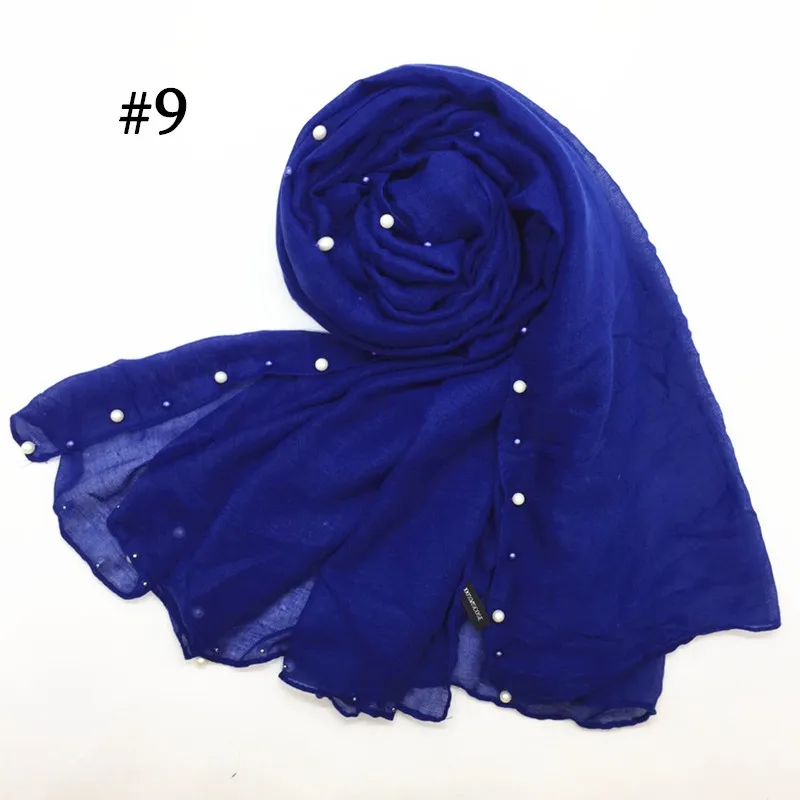 

Muslim Solid Color pearl chiffon hijab Scarf Women's National head shawls and wraps