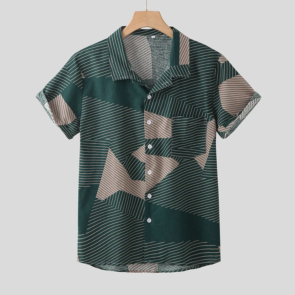 Летние рубашки для мужчин 2021 модная гавайская рубашка с коротким рукавом и