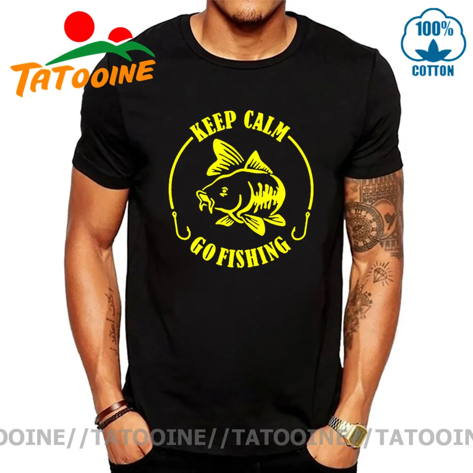 Футболка Tatooine Keep Calm Go для рыбалки брендовая с принтом Humor Koi карпа рыбы