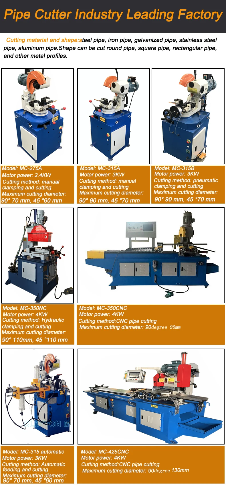 Станок для резки труб cnc автоматический MC425CNC нержавеющая сталь железо медь алюминий металлический труборезный станок
