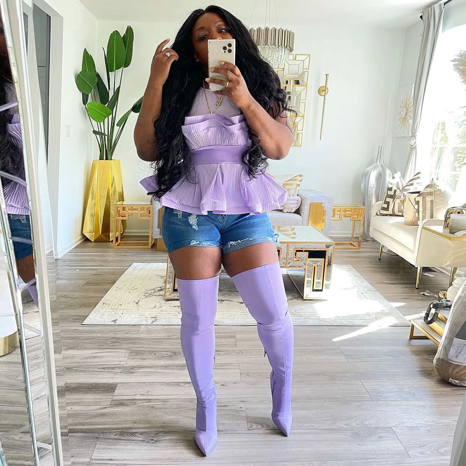 

Women's Rubber Boots Pointe Shoes Sexy Thigh High Heels High Sexy Boots-Women Winter Footwear Zipper Rain Pointy Over-the-Knee 2