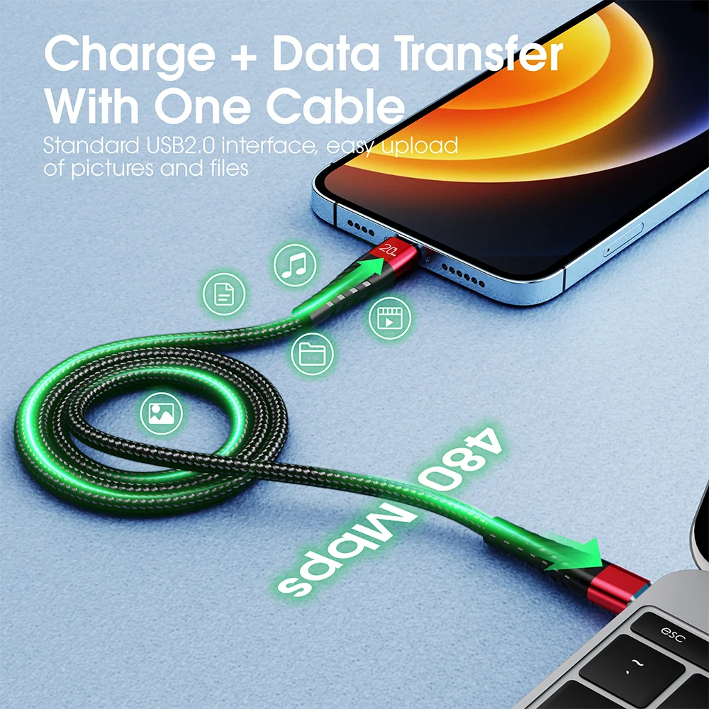 Vothoon 20 Вт PD USB Type C кабель для iPhone 13 12 11 Pro XS Max 2.4A Быстрая зарядка зарядное устройство
