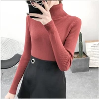 autumn winter knitted jumper tops pullovers turtleneck casual sweaters women shirt long sleeve tight sweater girls latest