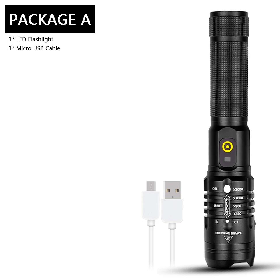 Package A Litwod Z40 светодиодный фонарик cree xhp70 зарядка через usb стрейч зум ударопрочный внешний аккумулятор 18650 перезаряжаемый фонарик - Испускаемый цвет: Package A