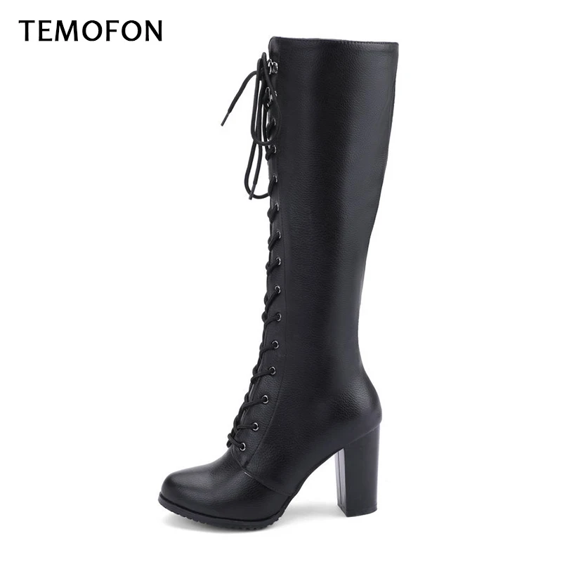 Высокие сапоги Женская замшевая обувь Женские Сапоги выше колена на каблуке до