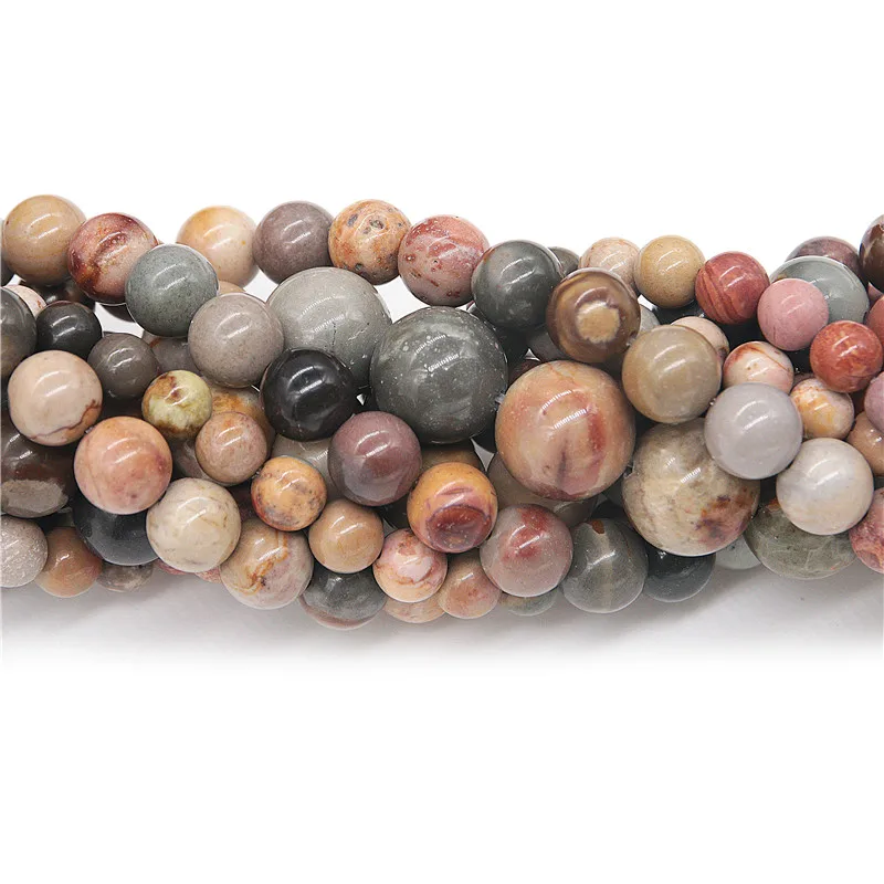 

Natural Stone Picture Jasper Beads Round Strand Size 6 8 10 12 MM X 39 CM For Gemstone Handmade Jewelry
