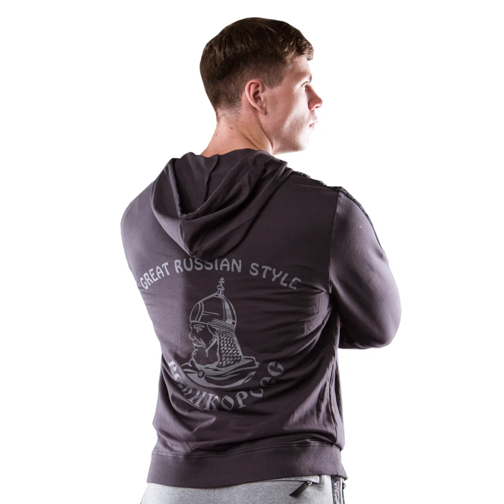 Толстовка на молнии &quotВеликоросс&quot цвета Графит жаккардовые лампасы и