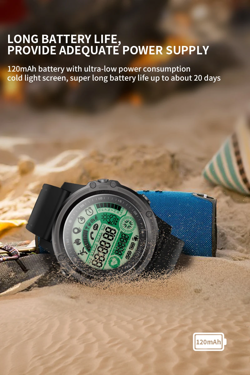 

Willgallop S28 Sport tracker Stopwatch IP68 Waterproof Smart Watch Compass Remote Control Call SMS Reminder Heart Rate