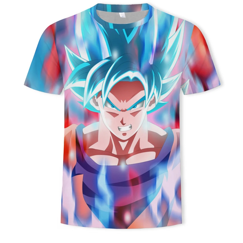 

Hot-selling short-sleeved 3D printed men's and women's T-shirts in 2021 Cool anime Goku Harajuku Pure Color Painting Street