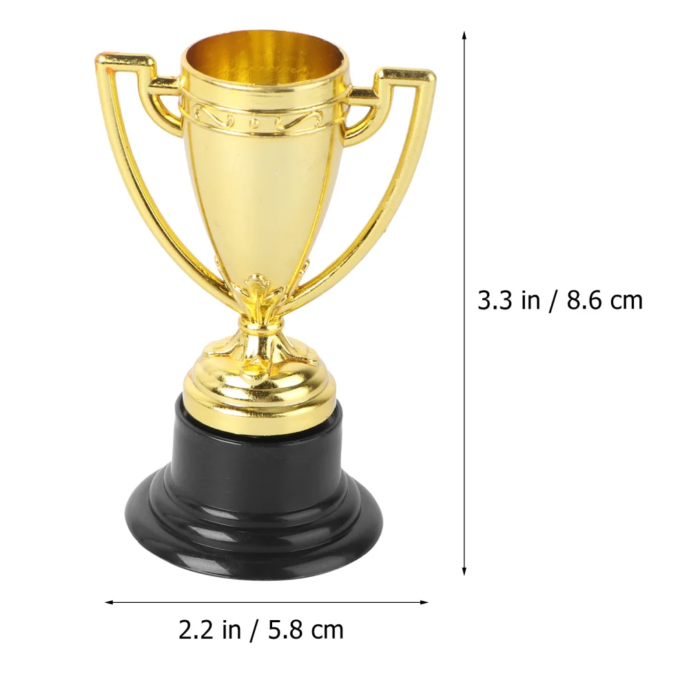 

12pcs Mini Gold Cups Trophy and Award Medals Prizes Small Medals Gift Awards Trophy Toys for Students Sport(6pcs Trophie