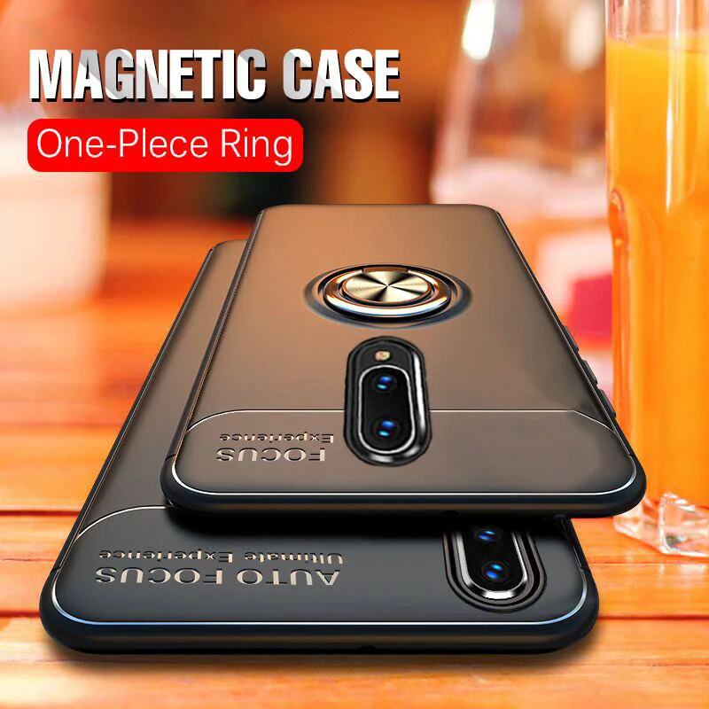 Luxury Shockproof Magnetic Bumper Case On The For Oneplus 7 Pro Cover 6 6T Soft Silicone Car Ring |