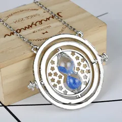 silver-blue Dongsheng hp Time Turner Ожерелье Гермиона Грейнджер вращающаяся подвеска в виде песочных часов Модное ювелирное изделие для женщин и мужчин-30 - Окраска металла: silver-blue