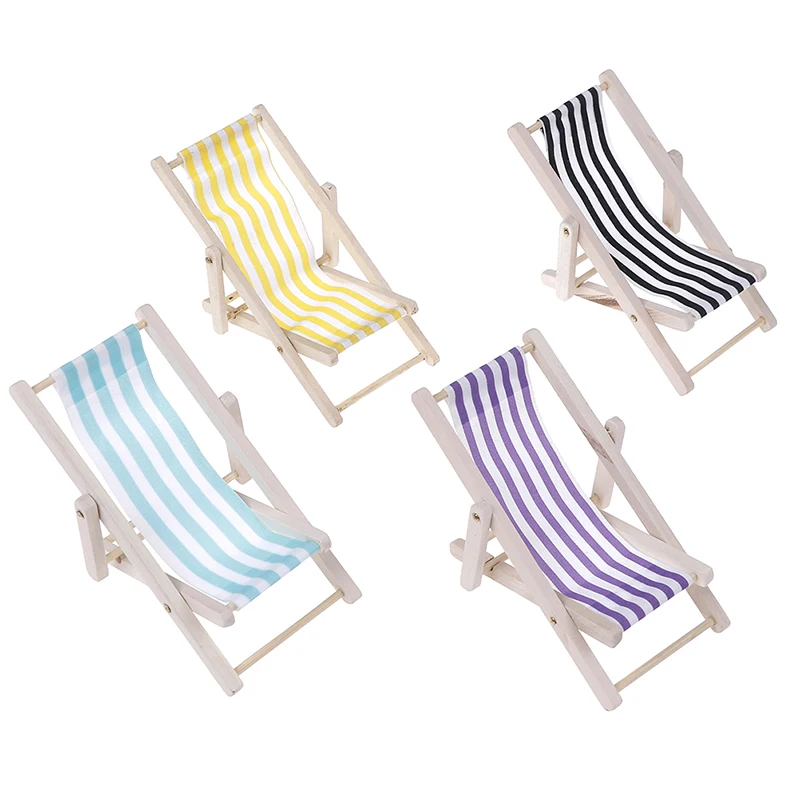 

1:12 Scale Wooden Lounge Chair Dollhouse Beach Chair 1:12 Dollhouse Miniature Furniture Toys 11cm x 4.8cm Random