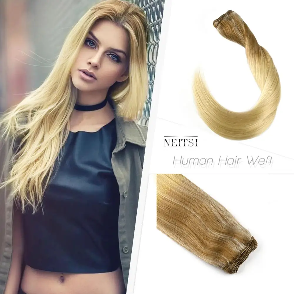 Neitsi прямые человеческие волосы Remy с двойным нарисованным плетением для наращивания, 20 дюймов, 50 см, 100 г/шт., пряди для наращивания, окрашенные волосы с эффектом омбре