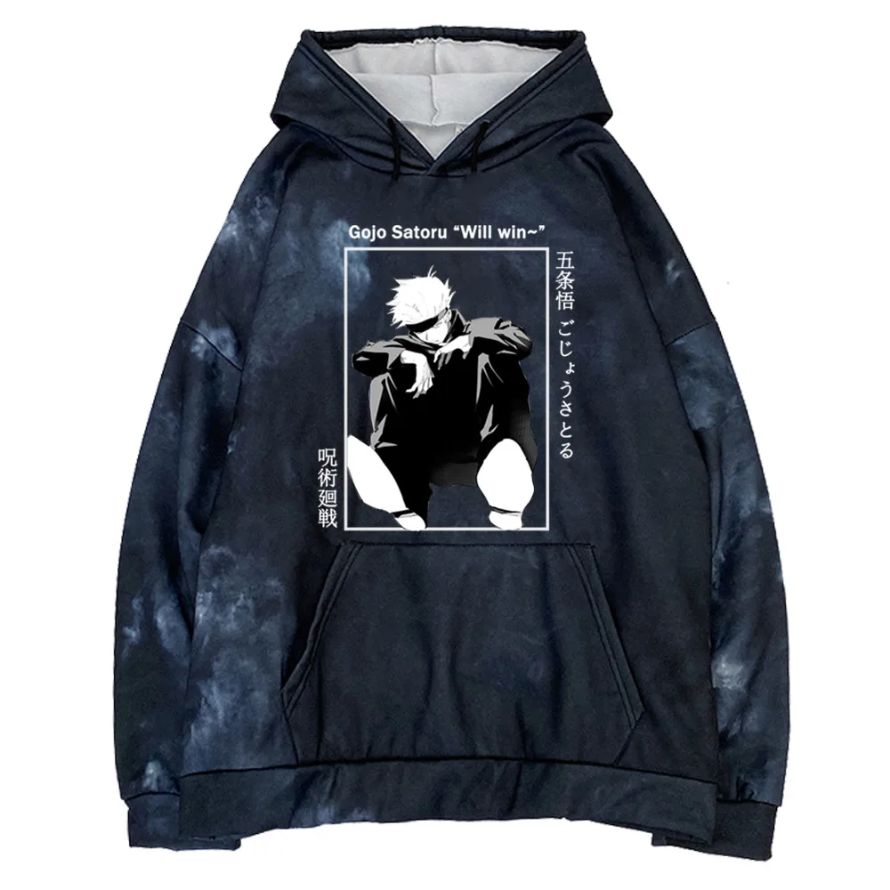 

Tie Dye Hoodie Funly Anime Gojo Satoru Print Hoodie Pullovers Sweatshirts Anime Jujutsu Kaisen 90s Casual Hoody Streetwear Tops