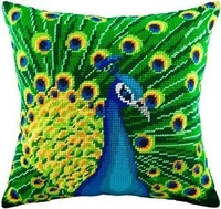 latch hook cushion yarn for cushion cover animal peacock pillow case sofa cushion printed canvas pillow home decorative