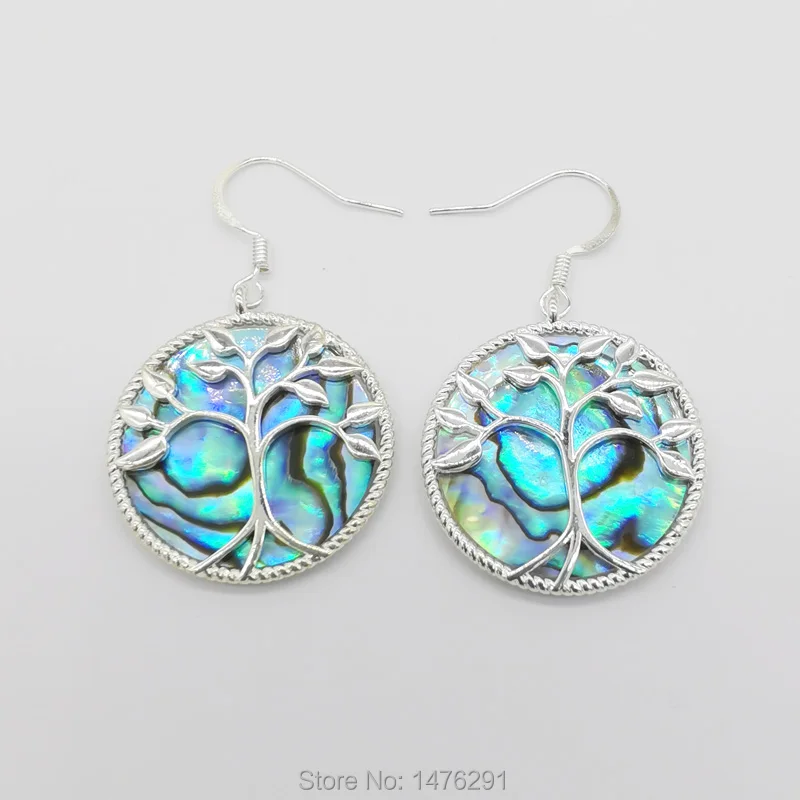 Очарование 25x25MM натуральный Абалон ракушка чакра Древо жизни амулет круговой