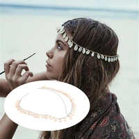 60 dropshippingfashion bohemian natural shell tassels metal chain headdress head chain women wedding hair accessories