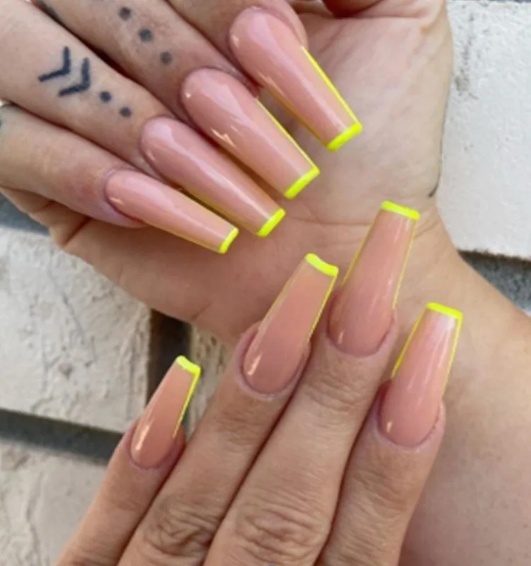 

24 шт. трапециевидные накладные ногти клеевой Тип съемный длинный абзац Модный маникюр экономит время накладные ногти EY669