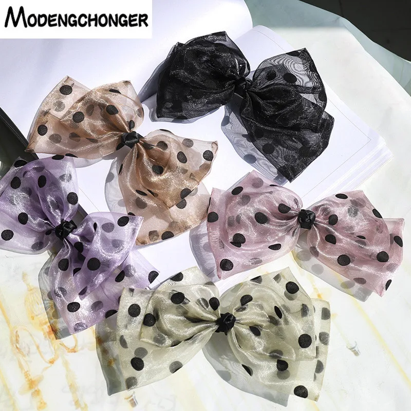

Romantic French Dots Yarn Barrettes Bows For Woman Girls Hairpin High Quatity Hair Clips Headwear New Arrival Hair Accessories
