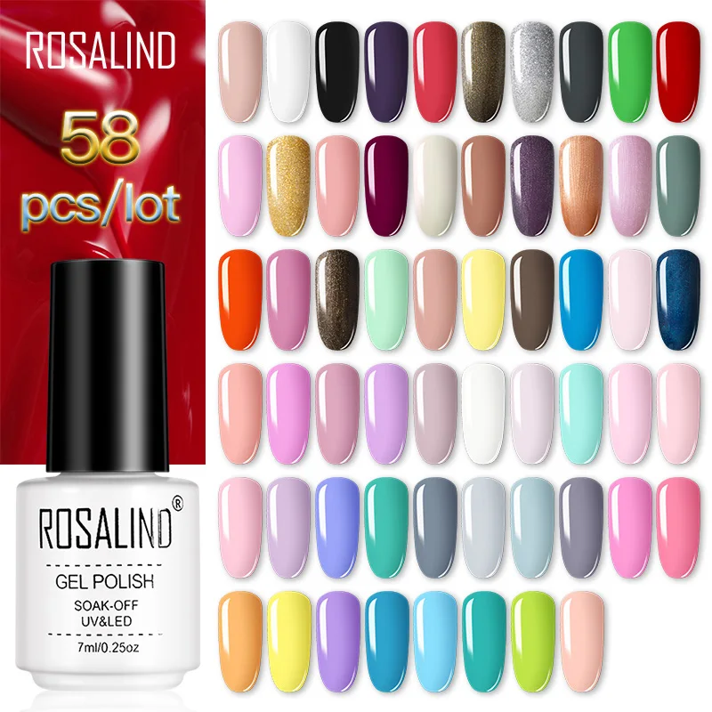 Набор гель лаков ROSALIND 58 шт./лот для ногтей маникюра серия чистых цветов УФ