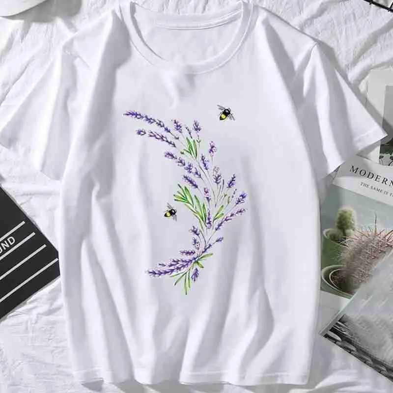 Футболка женская/мужская оверсайз с принтом лаванды модная тенниска коротким