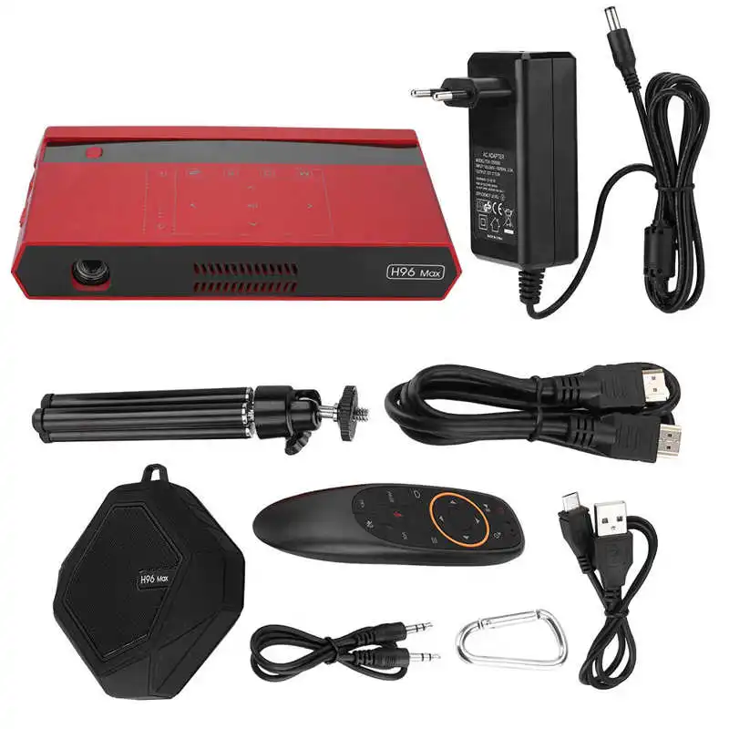 

Projector 2500lm H96 Max S912 2+16G Dual Band WiFi+BT Projector for Android 6.0 (EU Plug 100-240V Red) Projector for Android