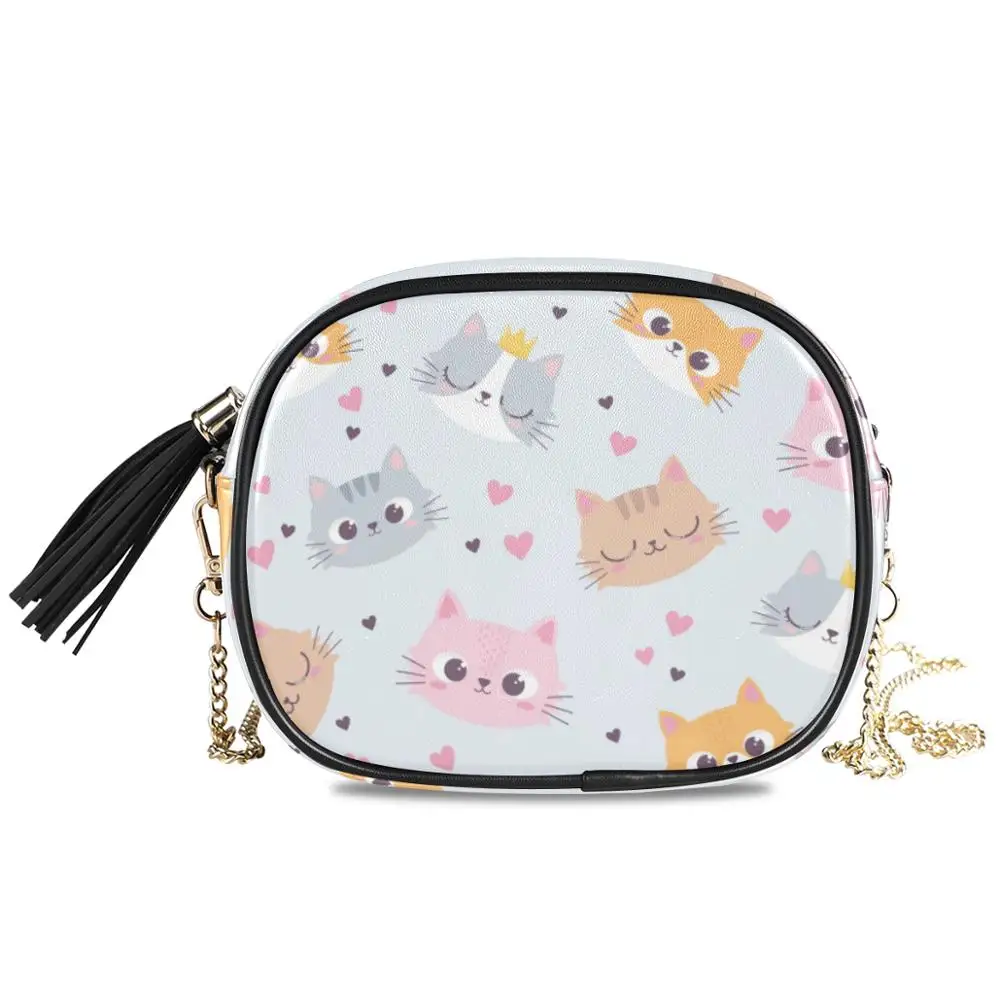 

Fashion PU Leather Chain Crossbody Bags For Women Luxury cute cat Design Shoudler Bag Mini Purses Handbags Ladies Messenger bags