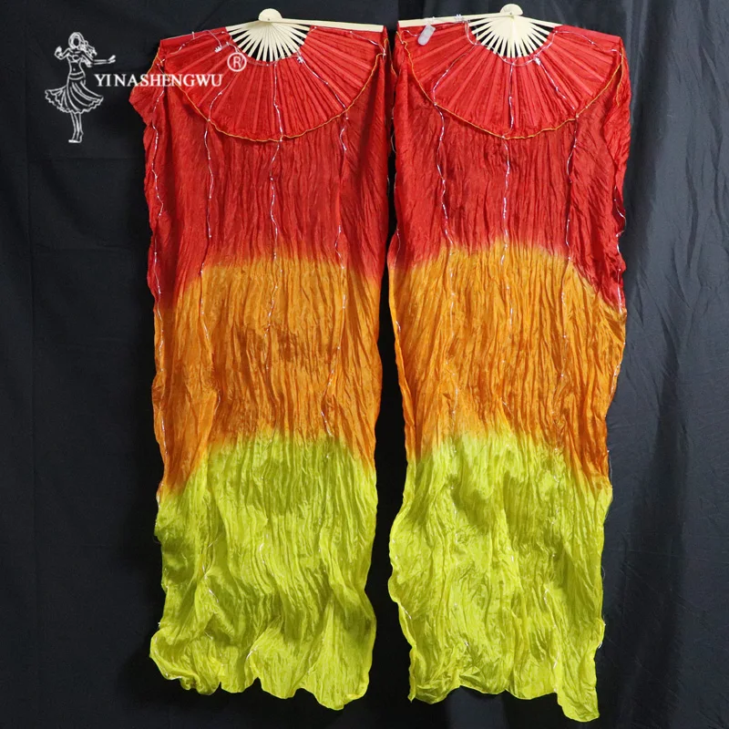 Женский Шелковый веер для танца живота 1 пара СИД фата выступлений реквизит на