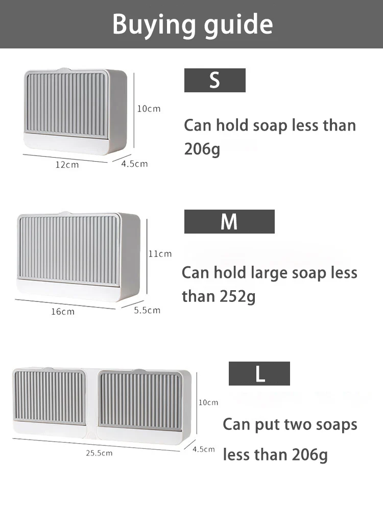 

Soap Box Wall Mounted Punch-free Soap Box With Lid Draining Rack Double Grids Wall Soap Holder Soap Dish For Bathroom Dispenser