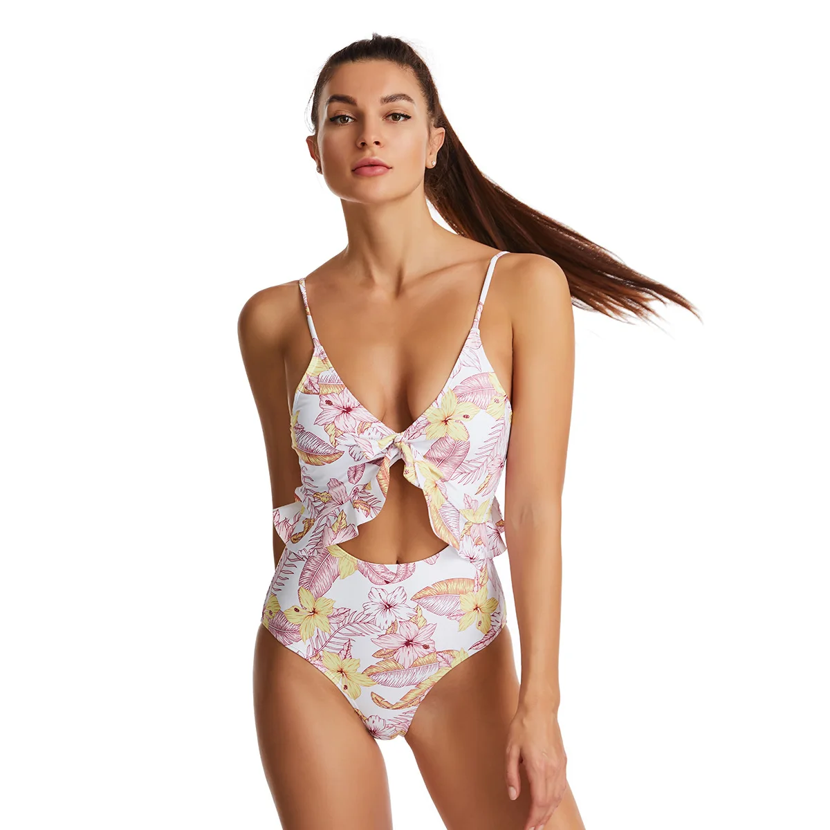 

2021 one-piece ruffled print sexy bikini swimsuit
