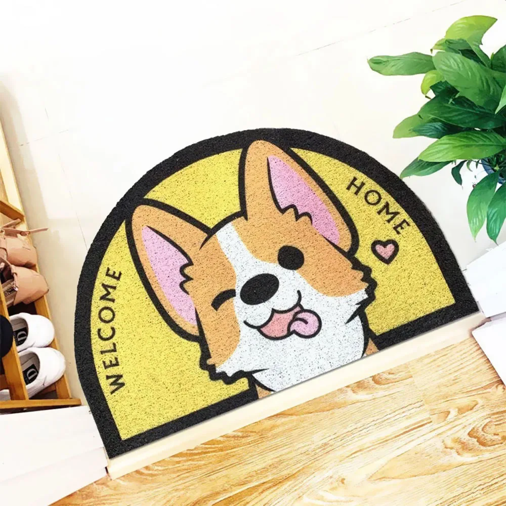 

Non-Slip Welcome Doormat Entrance Hallway Half Round Printed Floor Rugs Front Door Mat Outdoor Rugs Carpet Bedroom Kitchen