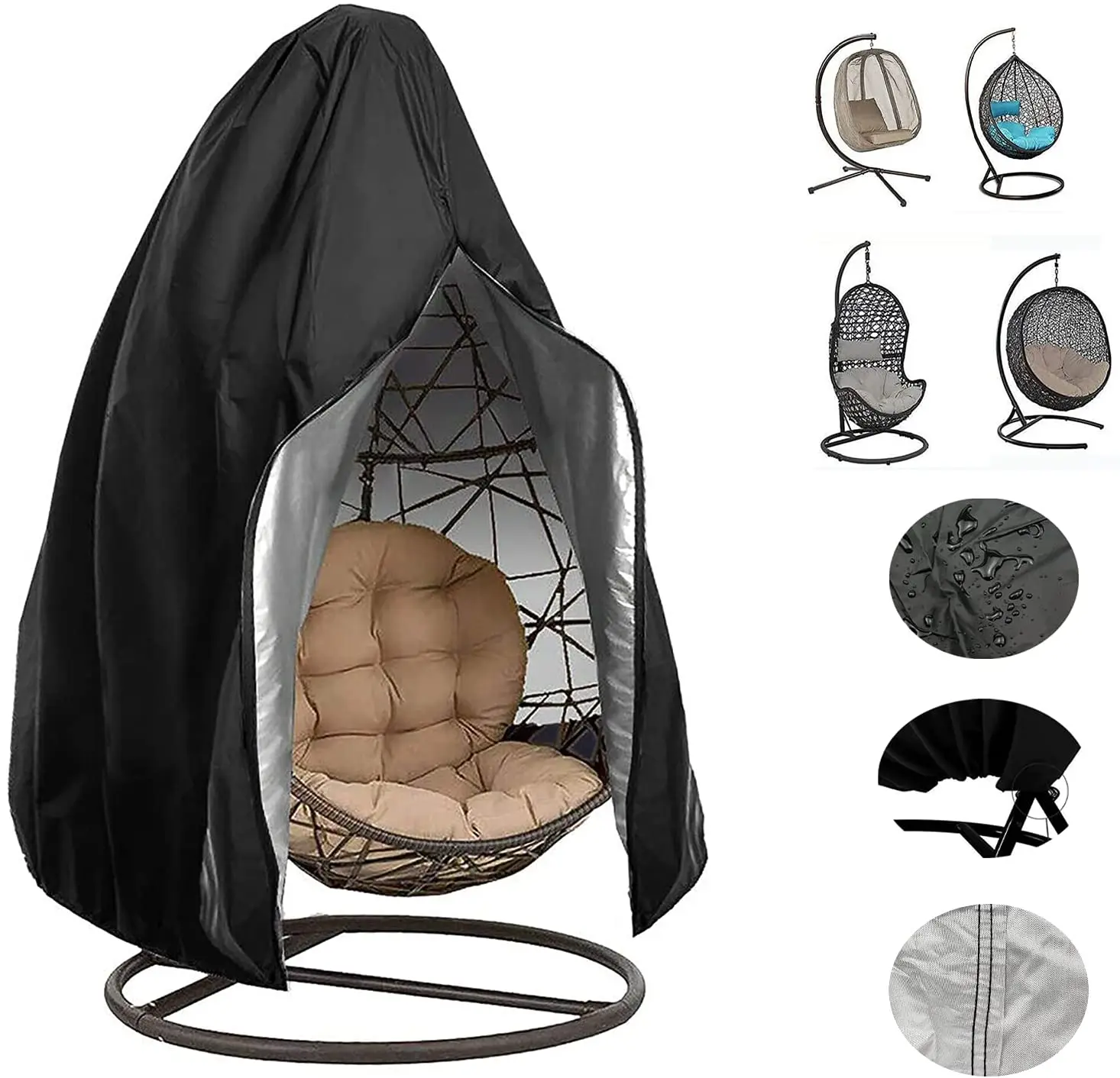 

Egg hanging chair cover swing egg chair cover outdoor swing chair waterproof and dustproof garden furniture cover with zipper