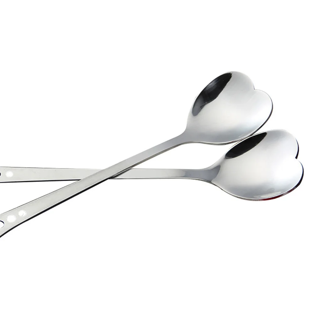 

4pcs Stainless Steel Heart Shape Spoons Scoop Stirring Spoon Tableware for Dessert Cake Coffee