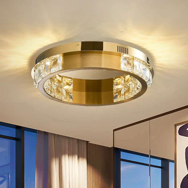 

Современная светодиодная хрустальная люстра для потолка, потолочная лампа из нержавеющей стали с Cricle для гостиной, столовой, осветительный...