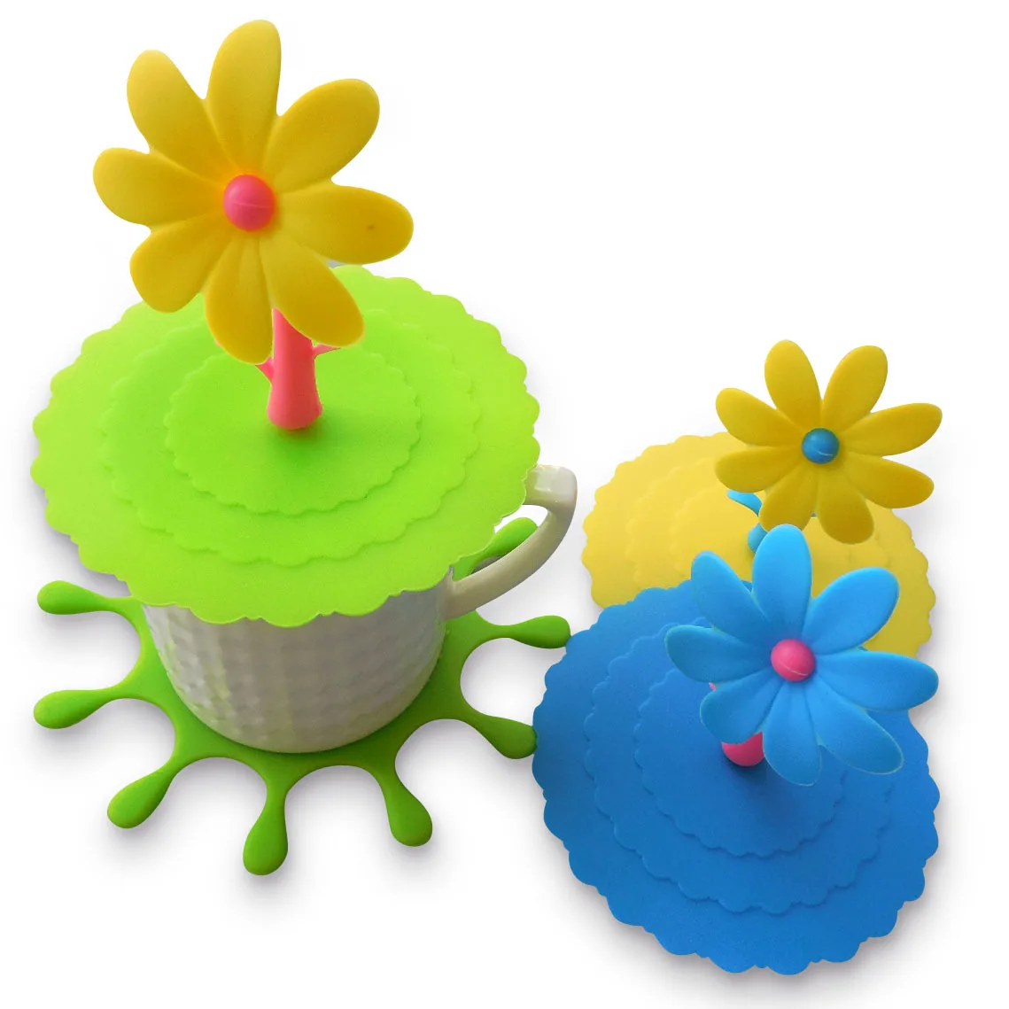 

Sunflower Anti-Dust Silicone Lids For Tea Cup Cover Coffee Tea Cup Suction Seal Cap Gifts