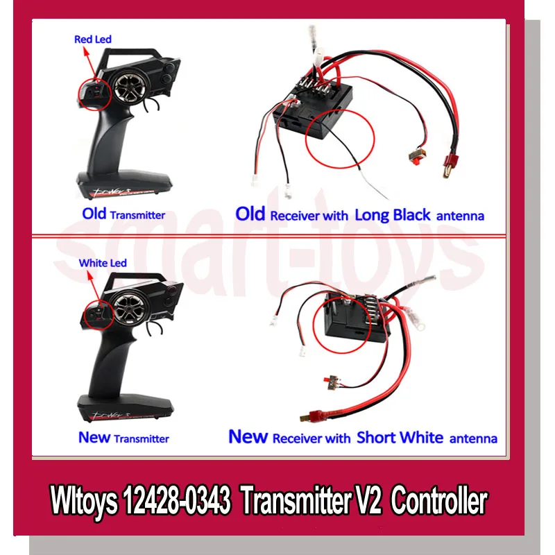 

Original 12428 V2 Controller Receiver 12428-0343 Transmitter Old New Version for Wltoys 12423 12428 RC Car Parts