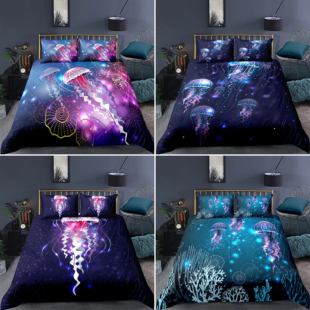 

HD Digital Jellyfish Pattern Print Bedding Sets Soft Duvet Cover+ Pillowcase 2/3pcs Single Twin Queen King US/AU/EU Size