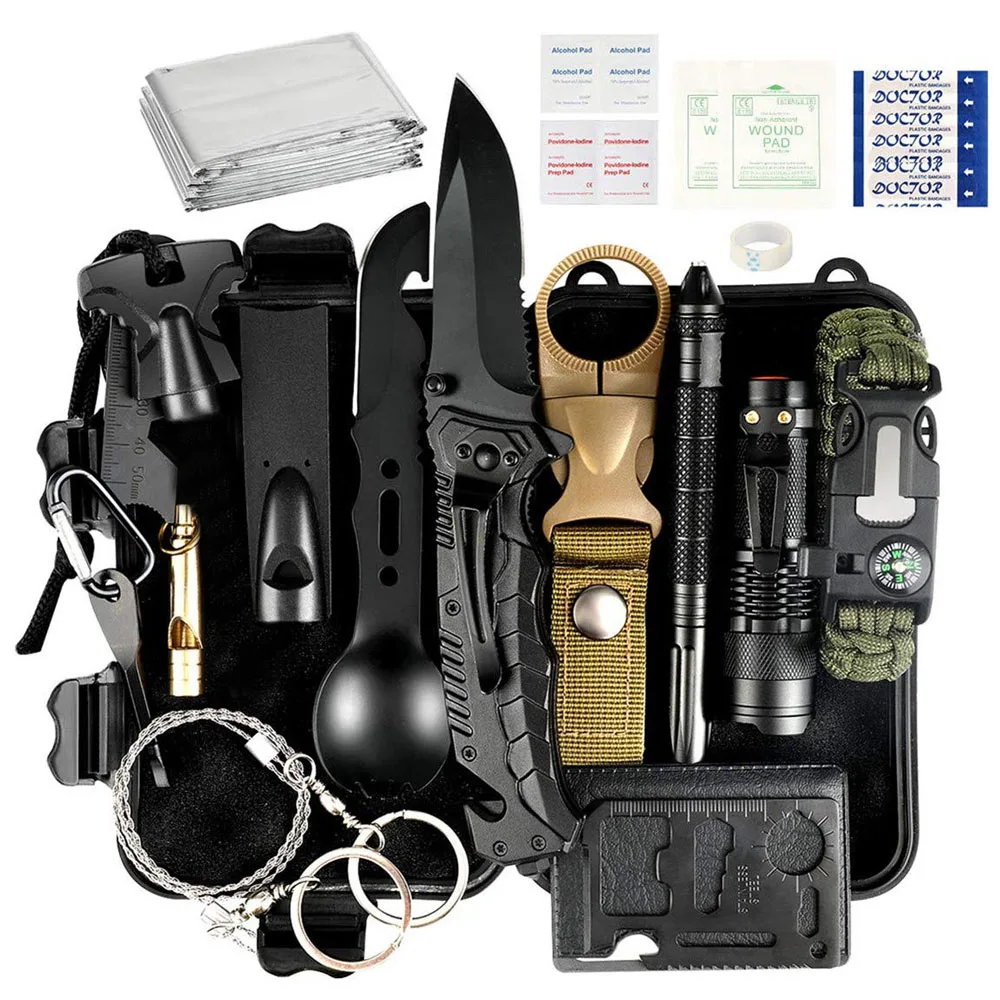 

Multiple Outdoor Adventures Survival Kit Outdoor Emergency Survival Gear Kit with Knife Tactical tool for Camping Hiking Hunting