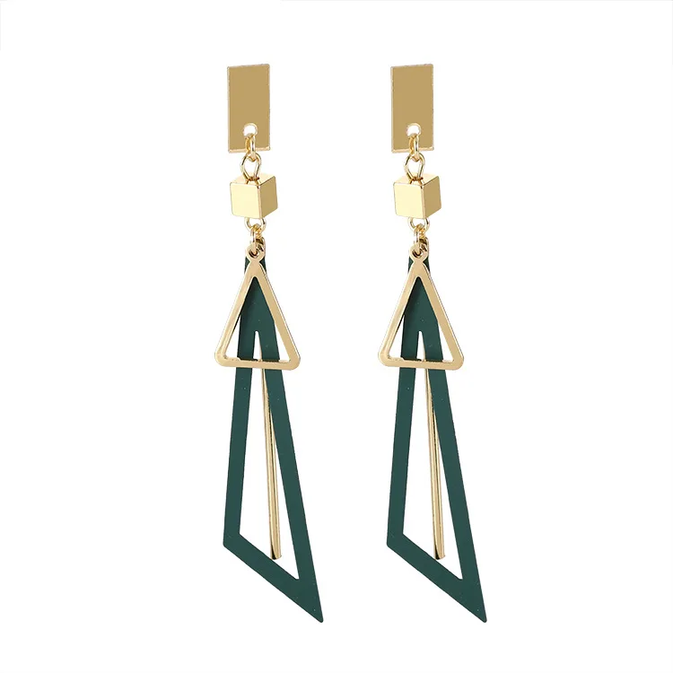 

2020 Korean Long Statement Geometric Triangle Tassel Dangle Drop Earrings For Women Earrings Fashion Jewelry