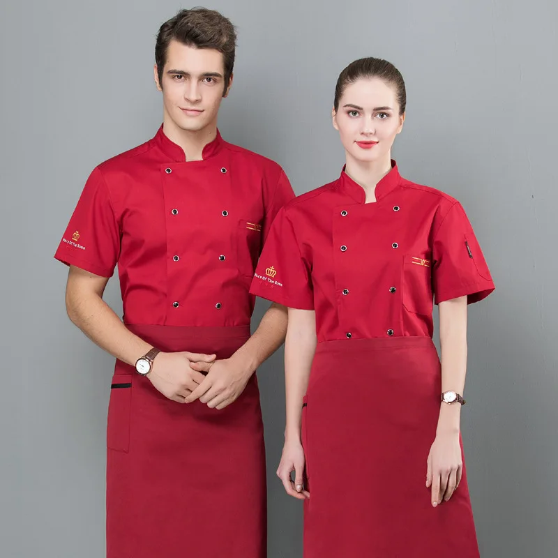 Летняя воздухопроницаемая поглощающая пот одежда шеф повара с коротким рукавом