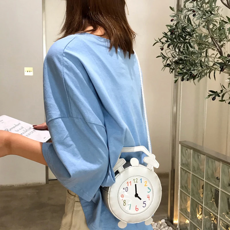 

Chic Clocks Mini Shoulder Messenger Bag Girl Creative Jewelry Bags Alarm Geometry Desginer Handbags Embroidery Purses