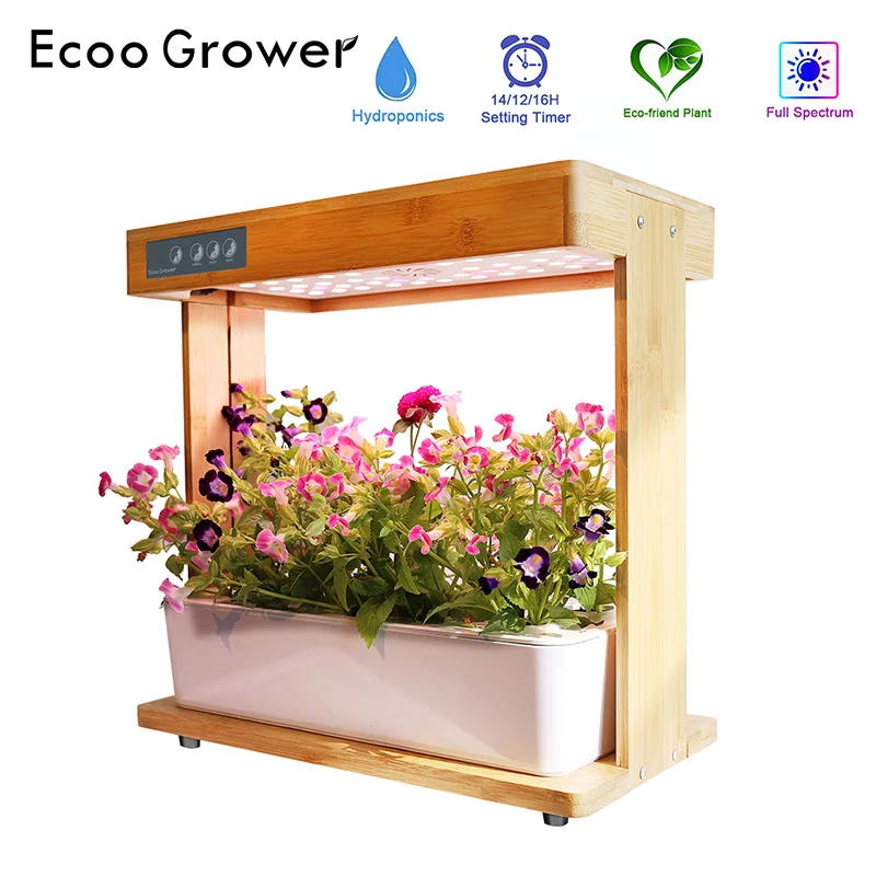 Бамбуковая система гидропоники умная коробка с растительным светильник Ecoo