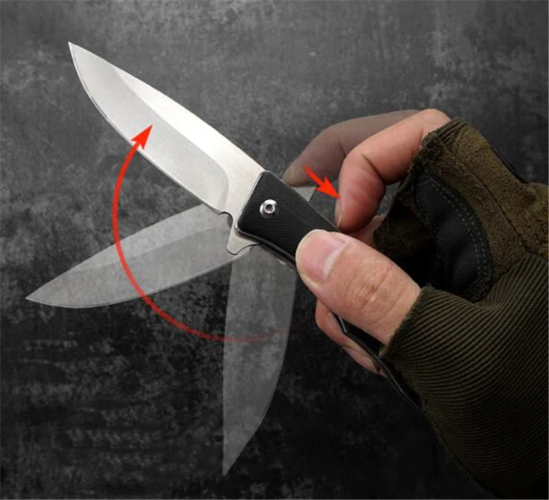 

Folding knife KESIWO KH29 G10/Wood handle D2 Blade Flipper Utility outdoor camping knife EDC pocket survival hunting knife