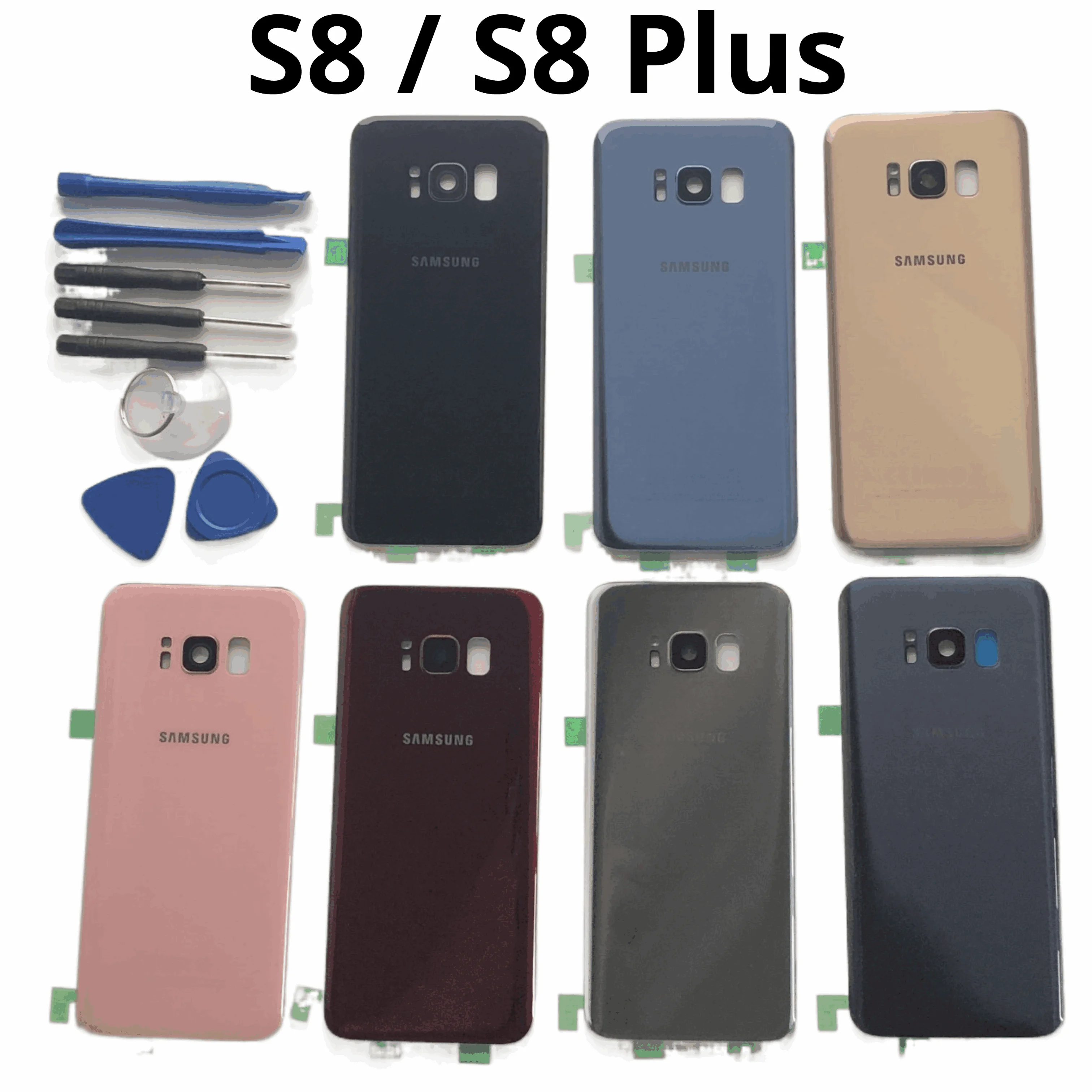 

Задняя крышка аккумулятора для Samsung Galaxy S8 G950 SM-G950F G950FD S8 Plus S8 + G955 SM-G955F G955FD Задняя стеклянная крышка + Инструменты