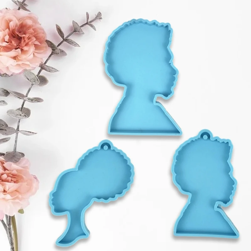 

Keychain Crafts Casting Silicone Mould Super Glossy Women Head Epoxy Resin Mold R7RF