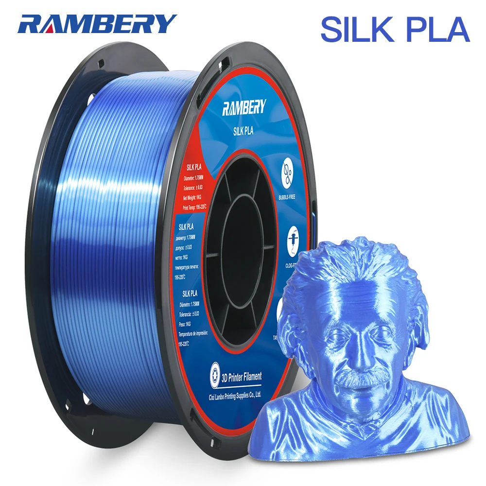 

Silk PLA 3D Printer Filament 1.75mm 1KG(2.2LB) Shiny Silky Shine Purple Black Red Copper Printing Material (Silk Champagne Gold)