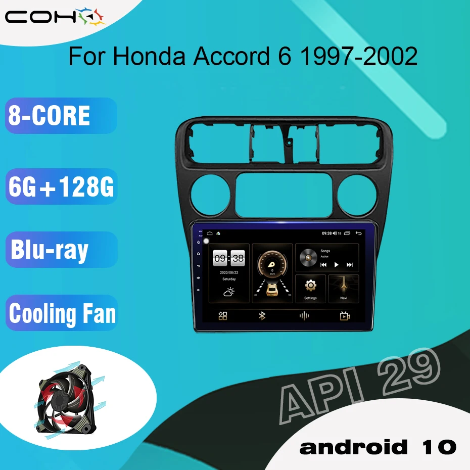 COHO для Honda Accord 6 1997 2002 Android 10 0 8 ядерный 6G + 128G GPS навигатор Автомобильный