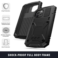 2022 new full body rugged armor shockproof protective phone case for iphone 13 12 pro max 11 mini kickstand aluminum metal cover